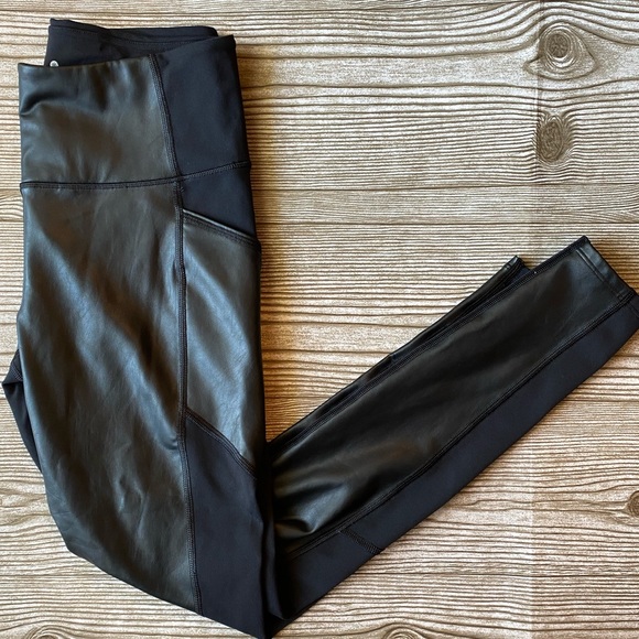 Athleta Pants - Athleta Gleam Chaturanga To Town Leather Leggings
